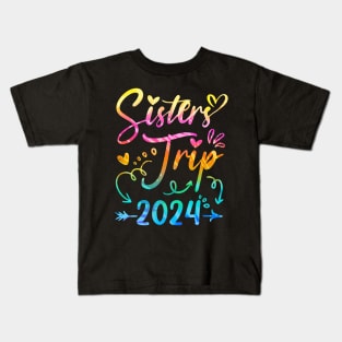 Sister's Road Trip 2024 Tie Dye Cute Sisters Weekend Trip Kids T-Shirt